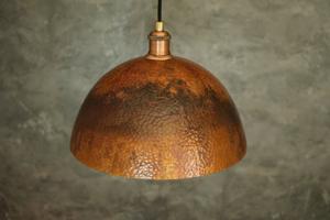 Oxidized Solid Copper Pendant Light, Dome Ceiling Light, Kitchen Island Hanging Light Fixture