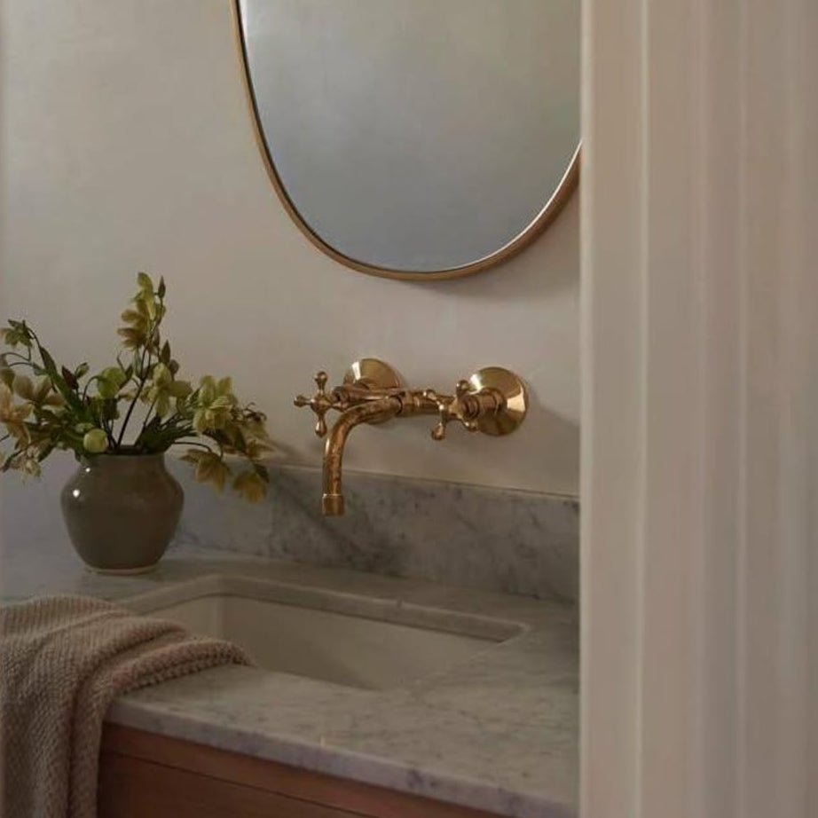 Unlacquered Brass Wall Faucet | Wall-Mounted Bridge Faucet