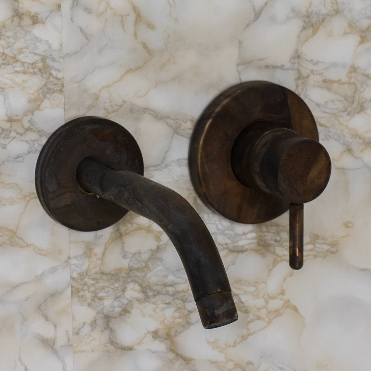 Vintage Bathroom Wall Faucet, Aged Brass Built-in Faucet, Concealed Mixer Tap, Recessed Basin Mixer Faucet